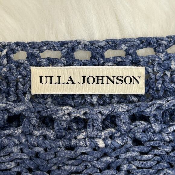 Ulla Johnson Blue Fringe Sweater Size M Arquette Boho Casual 100% Cotton - Picture 7 of 9